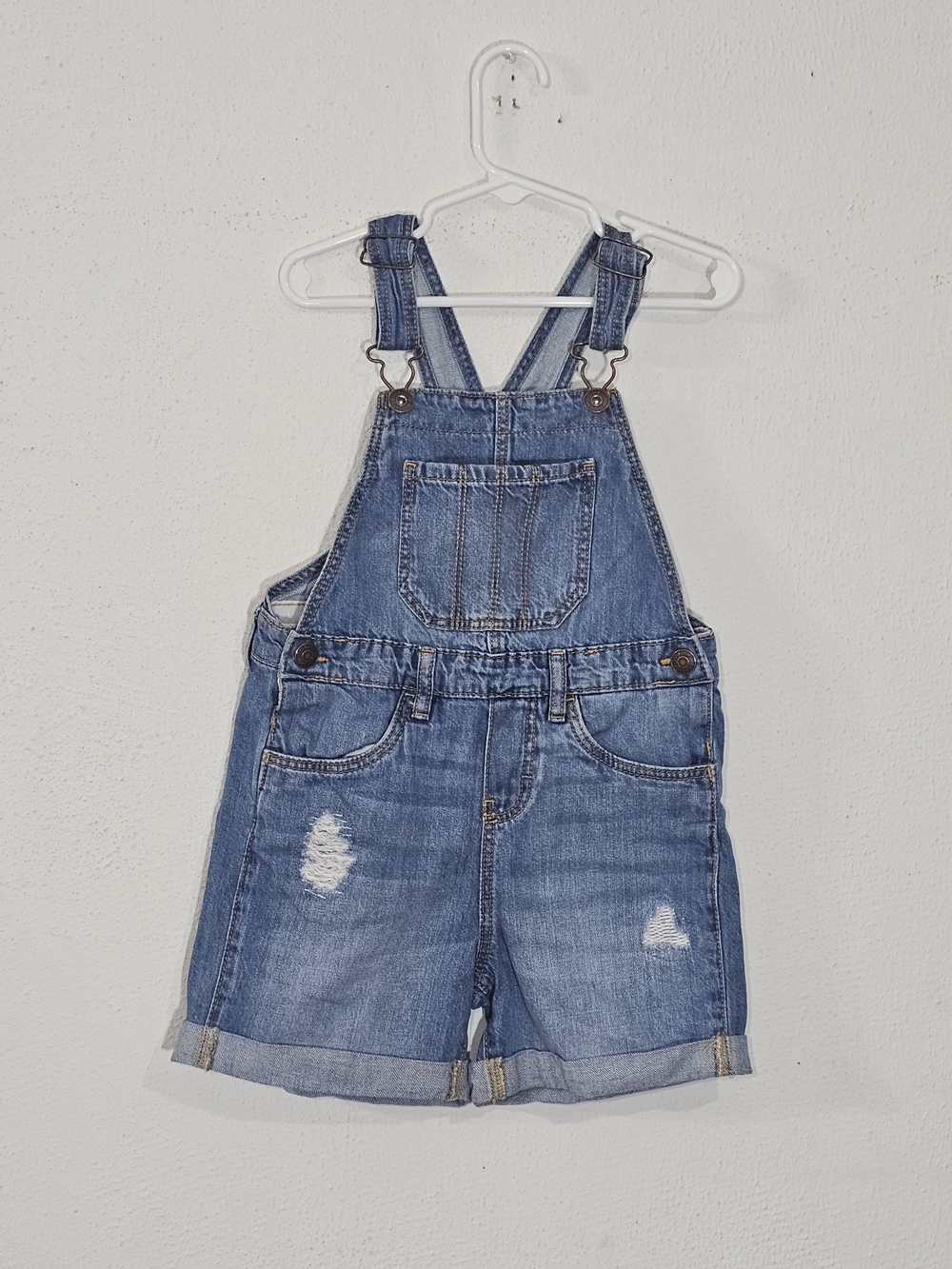 OshKosh B'gosh Girls Jean Overalls Shorts Size 5 Classic Vestbak Heritage Style - Picture 3 of 13